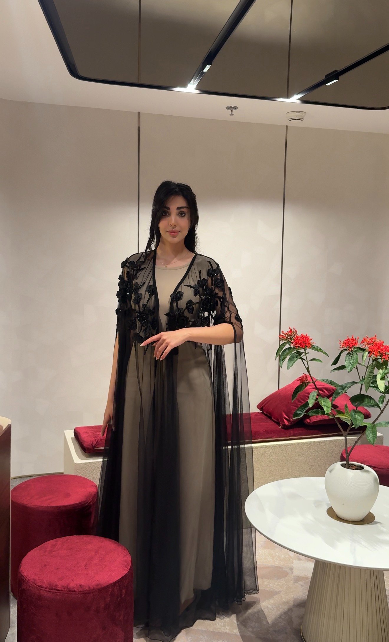 Sheer floral abaya by Dayton Design